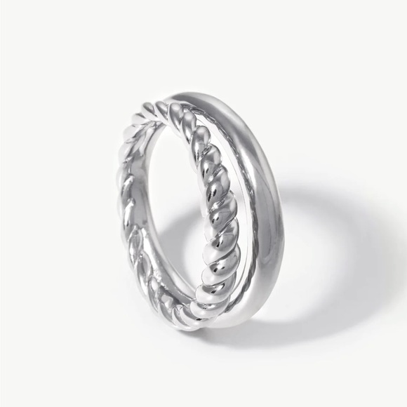 New! NIB Missoma London Radial Ring Twist Stacking Sterling size 6.75 6 3/4 - Picture 4 of 6